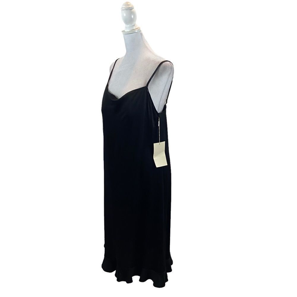 Vintage New with Tags Barbara Lesser Brand Black Ruffle Bottom Dress Size Large